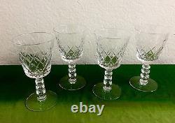 Vintage Crystal glasses Set of 4 Diamond Cross Cut Wine/ water 6 1/4 H