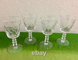 Vintage Crystal glasses Set of 4 Diamond Cross Cut Wine/ water 6 1/4 H