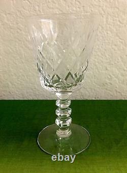 Vintage Crystal glasses Set of 4 Diamond Cross Cut Wine/ water 6 1/4 H