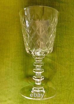 Vintage Crystal glasses Set of 4 Diamond Cross Cut Wine/ water 6 1/4 H