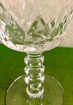 Vintage Crystal glasses Set of 4 Diamond Cross Cut Wine/ water 6 1/4 H