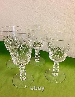 Vintage Crystal glasses Set of 4 Diamond Cross Cut Wine/ water 6 1/4 H