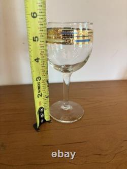 Vintage Culver Empress 22k Gold Band Wine Glasses Set Of 6 Blue Green