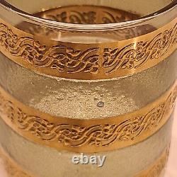 Vintage Culver Starlyte Gold And Green Banded Cordial & Wine Glasses Set of 12