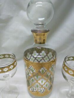 Vintage Culver Valencia Decanter and 5 Wine Glasses