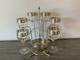 Vintage Culver Valencia Wine Set Eight Pieces Gold And Green Diamond Pattern
