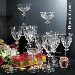 Vintage Cut Crystal Glasses Wine 11 Oz / Tall champagne 6 Oz 12 pieces