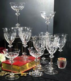 Vintage Cut Crystal Glasses Wine 11 Oz / Tall champagne 6 Oz 12 pieces