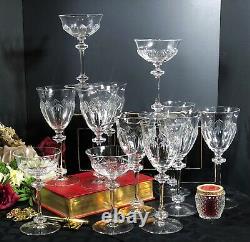 Vintage Cut Crystal Glasses Wine 11 Oz / Tall champagne 6 Oz 12 pieces