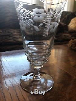 Vintage Cut Crystal Set of 14 Water/Wine Goblet Glasses 6.25