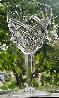 Vintage Cut Crystal Wine Glasses Goblets 5 5/8 (Set of 8) Criss Cross Fan
