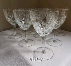Vintage Cut Crystal Wine Glasses Goblets 5 5/8 (Set of 8) Criss Cross Fan