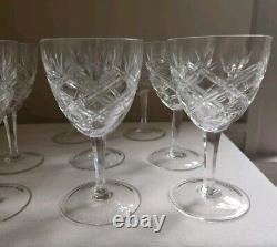 Vintage Cut Crystal Wine Glasses Goblets 5 5/8 (Set of 8) Criss Cross Fan