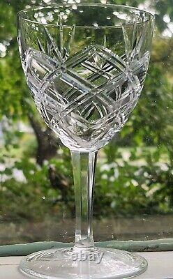 Vintage Cut Crystal Wine Glasses Goblets 5 5/8 (Set of 8) Criss Cross Fan