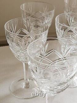 Vintage Cut Crystal Wine Glasses Goblets 5 5/8 (Set of 8) Criss Cross Fan
