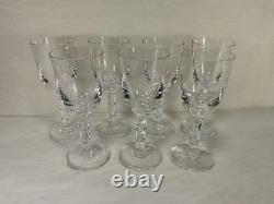 Vintage Cut Crystal Wine Glasses Set of 7 Clear Faceted Stem Barware Atlantis