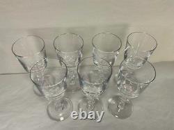 Vintage Cut Crystal Wine Glasses Set of 7 Clear Faceted Stem Barware Atlantis