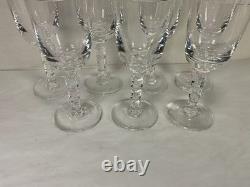 Vintage Cut Crystal Wine Glasses Set of 7 Clear Faceted Stem Barware Atlantis