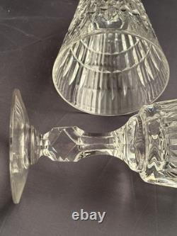 Vintage Cut Crystal Wine Goblets Criss Cross Diamond Faceted Stem Set of Six