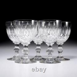 Vintage Cut Crystal Wine Water Goblet Notched Thumbprint Glasses 5pc Lot 5.75h