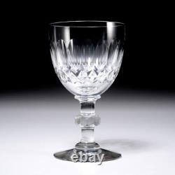 Vintage Cut Crystal Wine Water Goblet Notched Thumbprint Glasses 5pc Lot 5.75h