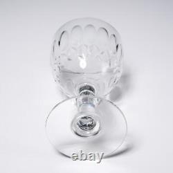 Vintage Cut Crystal Wine Water Goblet Notched Thumbprint Glasses 5pc Lot 5.75h