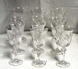 Vintage Cut & Etched Lead Crystal Red Wine Glasses, Set of 9 in Wheat Pattern