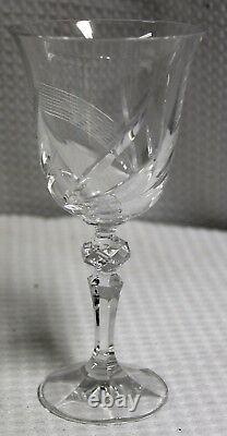 Vintage Cut & Etched Lead Crystal Red Wine Glasses, Set of 9 in Wheat Pattern