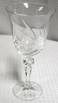 Vintage Cut & Etched Lead Crystal Red Wine Glasses, Set of 9 in Wheat Pattern