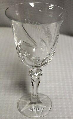 Vintage Cut & Etched Lead Crystal Red Wine Glasses, Set of 9 in Wheat Pattern