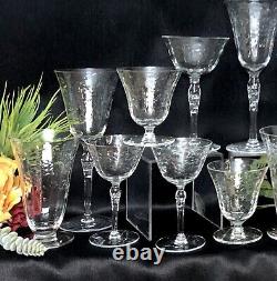 Vintage Cut Glass Floral Swags Collectible Set with 5 Sizes- 20 Pcs