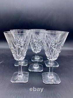 Vintage Cut Glass Or Crystal Conus Shaped Square Base Port Wine Glass Set 6