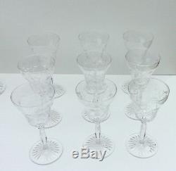 Vintage Cut Glass Rock Crystal 6 Waters and 9 Wines