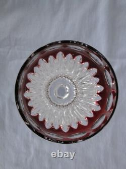 Vintage Cut To Clear Crystal Wine Glasses -deep Red Set Of 8 Germany Signed