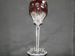 Vintage Cut To Clear Crystal Wine Glasses -deep Red Set Of 8 Germany Signed