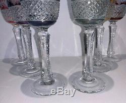 Vintage Cut to Clear Bohemian Crystal Wine Glasses and Decanter, Set of 13