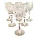 Vintage Czech Micro Cut Clear Crystal White Wine Glasses Set of 6