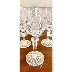 Vintage Czech Micro Cut Clear Crystal White Wine Glasses Set of 6