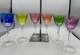 Vintage Czech Moser Set/6 Crystal Wine Glasses Etched Logo Used Authentic