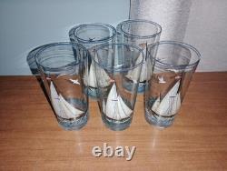 Vintage Czechoslovakia Hand Painted Tumblers, Decanter, Wine+Shot Glasses Oil+