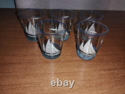 Vintage Czechoslovakia Hand Painted Tumblers, Decanter, Wine+Shot Glasses Oil+