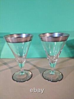Vintage Dorothy THORPE Silver Band Cocktail or Flared Wine Glasses Set of 8