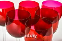 Vintage EIGHT (8) Baccarat Crystal Ruby RHINE Montaigne Wine Glasses France