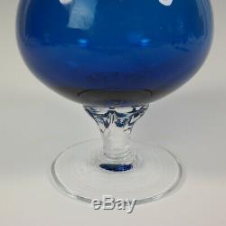 Vintage EMPOLI Italian Art Glass Cobalt Blue Wine Decanter Set Mid Century MCM