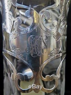 Vintage Early 20th Century Sterling Overlay Wine Pitcher