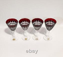 Vintage Echt Bleikristall Crystal Set Of 14Crimson Wine Glasses