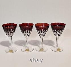 Vintage Echt Bleikristall Crystal Set Of 14Crimson Wine Glasses