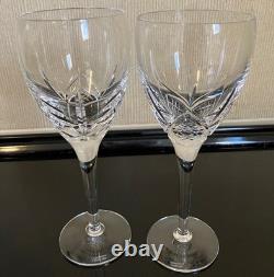 Vintage Edinburgh Cut Crystal Pair Skye Wine Glasses Stems Goblets Scotland