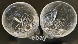 Vintage Edinburgh Cut Crystal Pair Skye Wine Glasses Stems Goblets Scotland