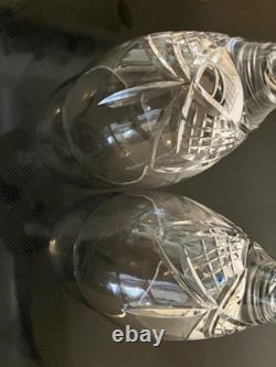 Vintage Edinburgh Cut Crystal Pair Skye Wine Glasses Stems Goblets Scotland